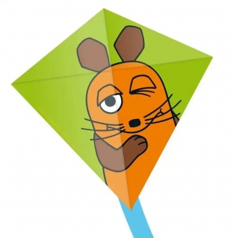 Kinderdrachen Mini Eddy Maus grün/orange 30x30 cm – Flugfertig 